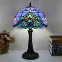 Tiffany Style Table Lamp 12 Inch Blue Baroque Stained Glass Lamphade Desk Light Creative Art Home Decor