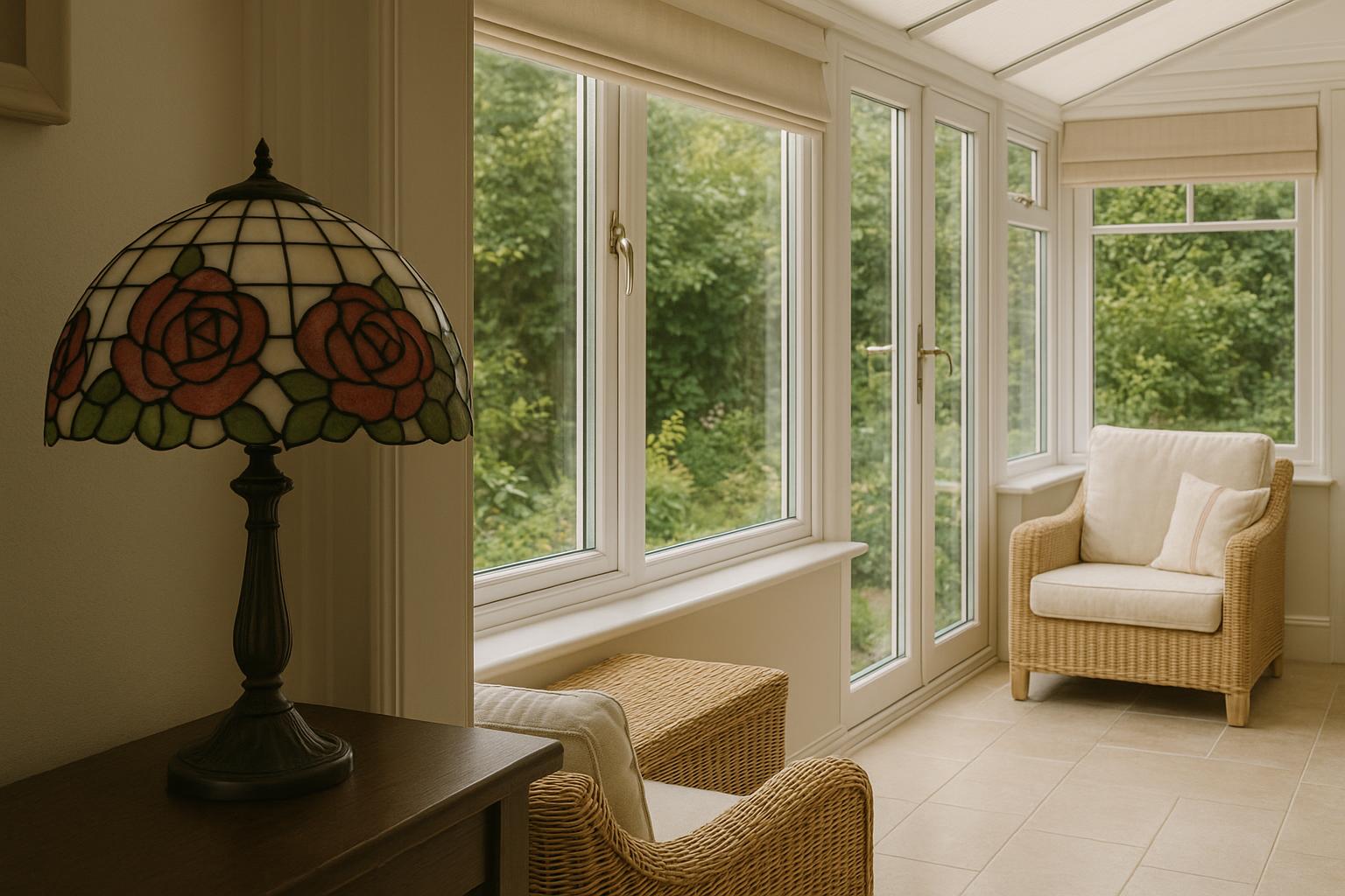 Floral Tiffany-Style Lamps Through a Conservatory Day