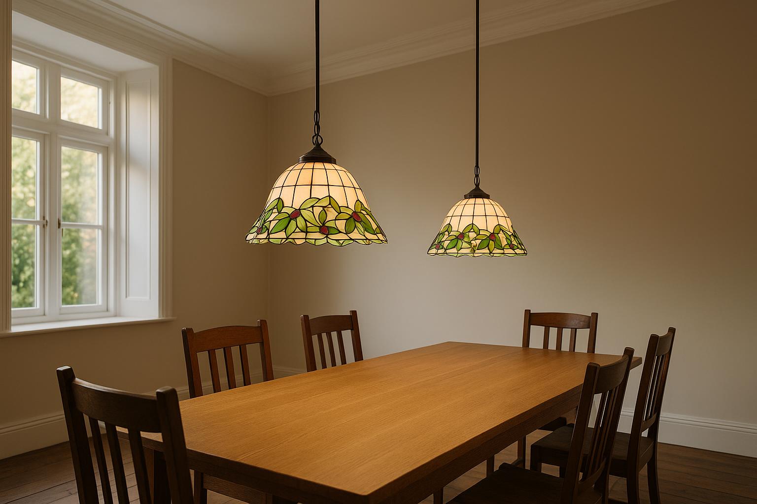 Zoning a Large Room with Tiffany-Style Pendant Lights