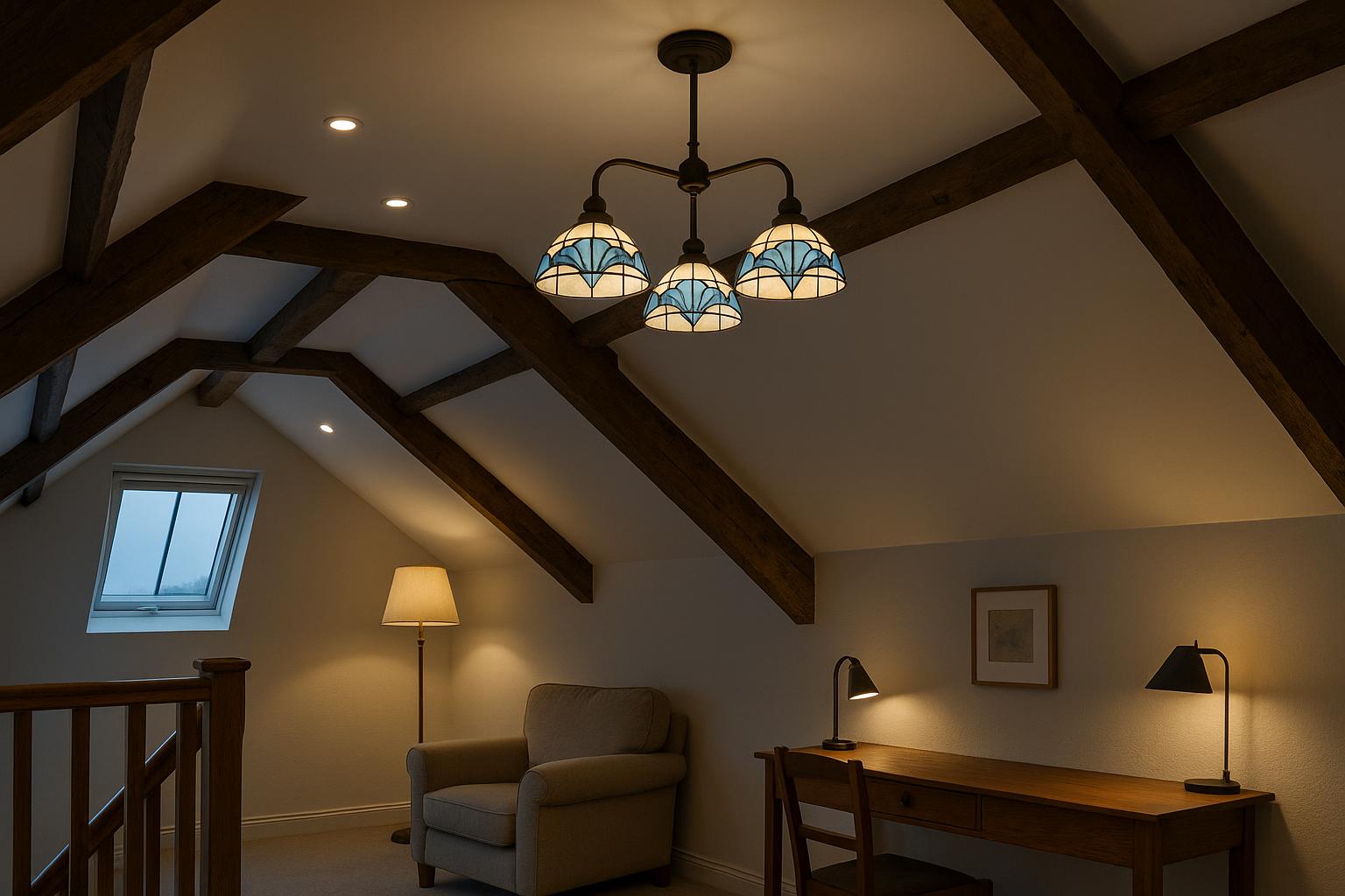 Zoning a Large Room with Tiffany-Style Pendant Lights